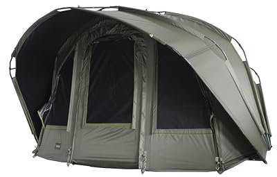 MK-Angelsport Fort Knox 2 Mann Angelzelt Dark Night 2.0 – Wasserdichtes Karpfenzelt | Sturmresistentes und abgedunkeltes Bivvy für Profi-Angler mit optimaler Belüftung durch Moskitonetze