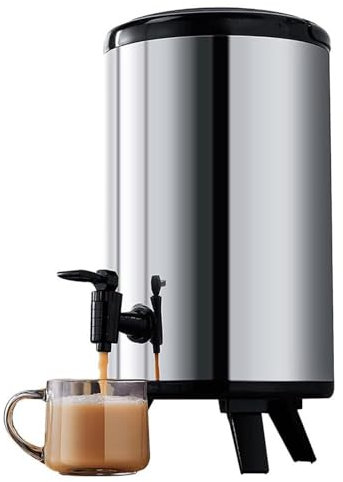 KhUkhu Dispensador De Bebidas Frías, Calientes Y Térmicas De Acero Inoxidable con Grifo, Enfriador De Bebidas con Forma De Barril De Hielo, Jarra De Agua para Té para Grandes Multitudes,8L