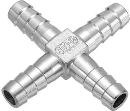 QUARKZMAN Conector De Manguera Cruzado De 1/2, Acero Inoxidable 304, Adaptador De 4 Vías para Sistemas De Vacío, Conexiones Industriales, Plateado