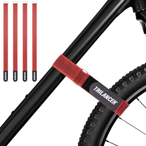 Fahrradträgergurte,4er-Pack,Trilancer Verstellbare Fahrrad-Gurte 65 × 3,8cm | Stabilisator-Spanngurte mit Haken und Schlaufe für Auto- und Wandhalterung, für Transport und Aufbewahrung, Rot