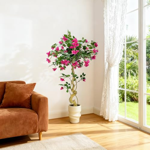 Hodeffior Buganvillas artificiales, grandes plantas artificiales en maceta, con hojas, flores UNH, decoración de salón, buganvillas artificiales como auténticas para entrada, oficina, jardín