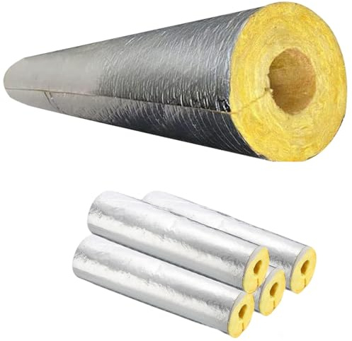Material aislante for tuberías de lana de vidrio, tipo autoadhesivo envolvente, material aislante for tuberías de calefacción for la protección de tuberías, longitud 1 metro.(165mm,50MM)