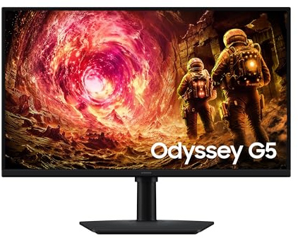 Samsung Écran Gaming Odyssey G5 G50F 27, 180Hz, QHD (2560 x 1440), 1ms, 1.000:1, Inclinable, Orientable, Pivotable et Ajustable en Hauteur, HDMI (2.0), Display Port (1.2), LS27FG502EUXEN