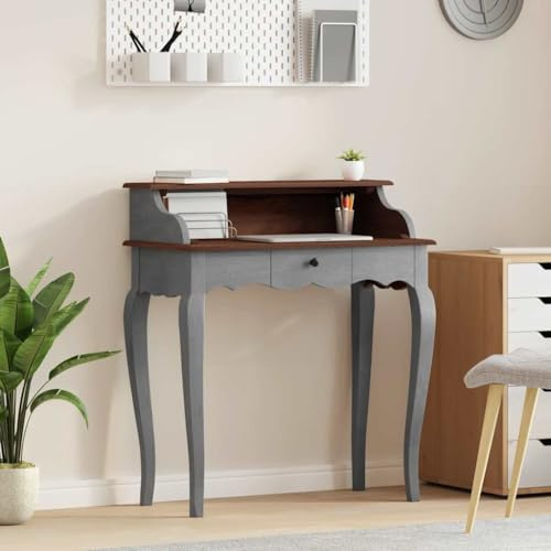 Antiker Schreibtisch aus massivem Mahagoniholz, handgefertigt, 80x40x92 cm, robuster Arbeitstisch für Home Office und kleine Räume, eleganter Bürotisch