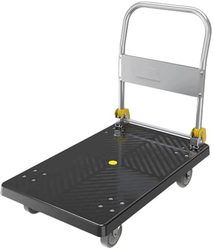 EHVYBDX Rolling Flatbed Cart Dolly Easy Storage Platform Truck with 4 Wheels and Metal Handle Folding Push Cart for Express Luggage Moving Transport Trolley Platform Trolley