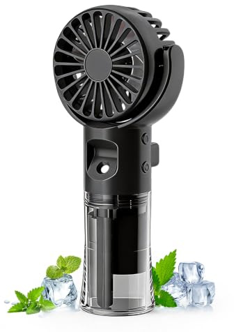 Wxeadu Hand Held Fan with Water Mist Spray, Misting Water Spray Fan, USB Rechargeable Fans with 4 Speed, Portable Water Fan Handheld, Mini Water Mist Fan for Office Travel Outdoor Camping(Black)