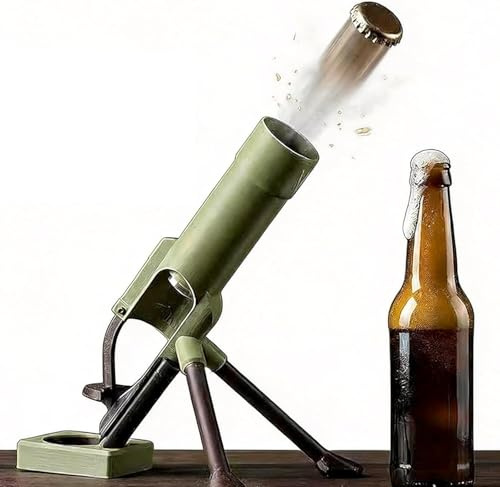 Aubzy Mörser-Flaschenöffner mit Kronkorken-Auswurf, Kanone-Design, druckgesteuert, für 300-ml-Flaschen, ideal für Hausbar, Party & lustiges Geschenk für Männer
