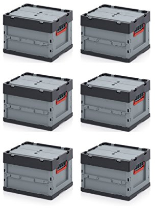 6x Profi Faltbox 40 x 30 x 27 mit Deckel inkl. Zollstock * 6er Set