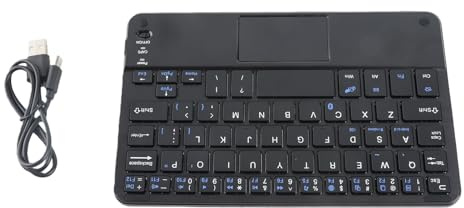 Yosoo Health Gear Bluetooth Keyboard with Touchpad, Slim Portable Rechargeable Wireless Typing and Cursor Control for Travel Tablet Plastic Black 200 x 126 x 6.2mm 1 Pack