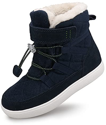UOVO Botas de Invierno para Niño Ligeras y Cálidas con Empeine de Fieltro Repelente al Agua, Forro Aterciopelado, Suela TPR Antideslizante y Diseño Sin Cordones Azul Talla 33
