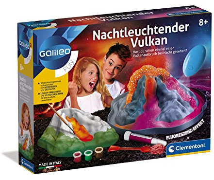 Clementoni Galileo Fun – Nachtleuchtender Vulkan | atemberaubender Vulkanausbruch zum Nachbauen, eindrucksvolles Baukasten-Set für kleine Forscher ab 8 Jahren, 59261