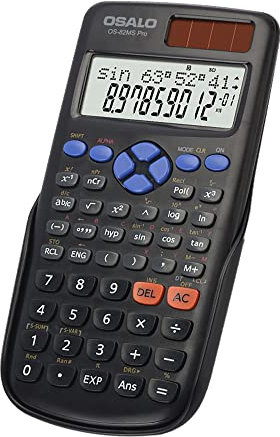 OSALO Wissenschaftlicher Taschenrechner 240 Funktionen 2-zeiliges Display mit Schiebedeckel für die Sekundarstufe (OS 82MS Pro)