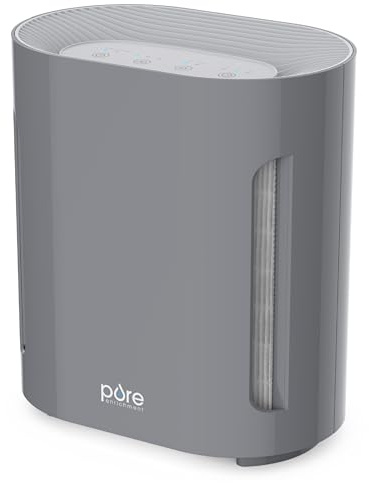Pure Enrichment PureZone Air Purifier for Bedroom & Living Room, 4-Stage Filtration & UV-C Light, H13 HEPA Filter Helps Remove Bacteria, Pet Hair Dander, Allergens, Germs, Smoke, Dust (Gray)