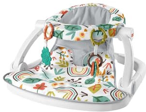 Fisher-Price HPY89 - transportabler Babysitz mit Spielzeug, Baby-Stuhl zum Aufrechtsitzen, Bodensitz für Babys, Wunder-Wald, Babyzubehör