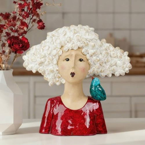 DiliComing Women-Head Statues for Home Decor 11 Inch Modern Art Statue