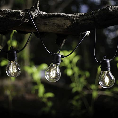 hellum LED Party Lichterkette außen dimmbar, Erweiterungs-Set für LED Glühbirnen Lichterkette mit Fernbedienung beleuchtete 4,5m, 10 Lampen warmweiß Partybeleuchtung für Biergarten,150995