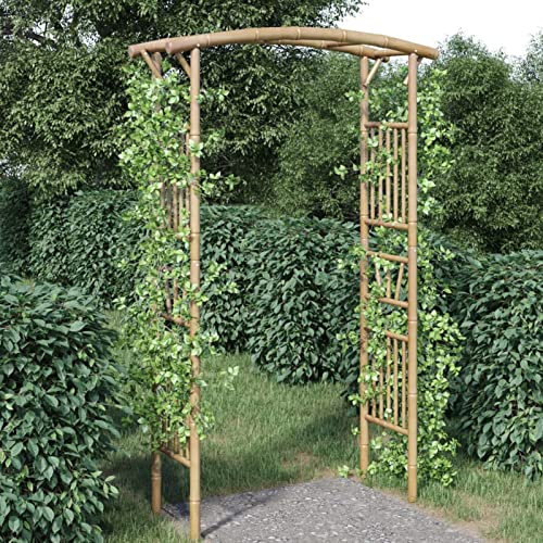 CIADAZ Rosenbogen Bambus 118x40x187 cm, Rankhilfe Für Blauregen, Rankgitter, Torbogen Garten, Rankbogen, Torbogen, Blumenbogen, Gartenbogen - 341746