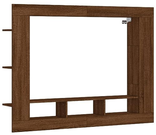 vidaXL Brown Oak Engineered Wood TV Cabinet, Wall-Mounted Media Console, Ample Storage Living Room Furniture, 152 x 22 x 113 cm.
