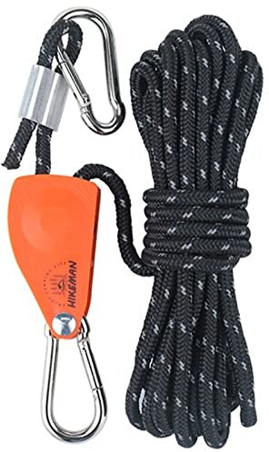 Leisurealeaneag Trinquete cuerda colgante con cuerda de viento reflectante tensor para camping senderismo 6mm 5m negro
