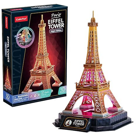 3D Puzzle - Eiffelturm LED | 3D Puzzle Kinder Ab 8 | 3D Puzzles Erwachsene | Geschenk Für Kinder | Modellbausatz Erwachsene | 51 Teilen