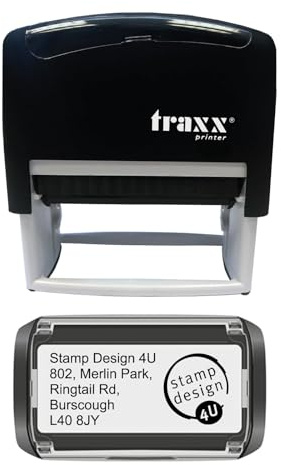 Business Logo and Address Personalised Stamp with Logo and Text, Extra Large 70mm x 30mm Custom Stamp