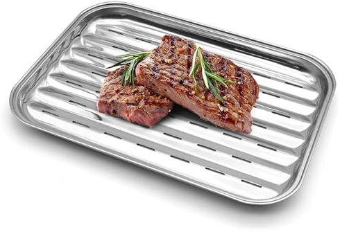 PAXLINSEN Grillkorb Wiederverwendbarer, 34 x 24 cm Grillschale Edelstahl für Outdoor-Grillen, Grillzubehör für Gemüse, Fisch oder Fleisch Grillpfanne, damit das Grillgut Nicht in den Grill fällt