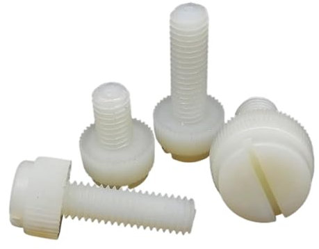 BUUV 10 Stück M3 M4 M5 M6 M8 weiß Nylon Kunststoff isoliert Rändel Schlitz Kopf einstellen werkzeuglose Rändelschraube handfest Rändelschraube anziehen (Color : 35mm, Size : M6)
