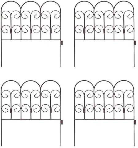 ESTEXO Schmuckzaun Metallzaun Gartenzaun 41x46 cm Zaunelemente 4er Set Rost Edelrost erweiterbarer Zaun