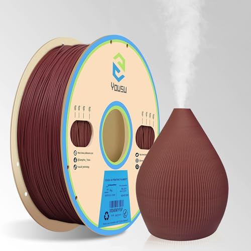 YOUSU PLA Filament 1.75mm, Holz Nussbaum 3D Drucker Filament mit 20% Holzpulver+80% PLA+, Zweifarbiges Braunes Holz Filament 1 kg (2,2 lbs) Spule