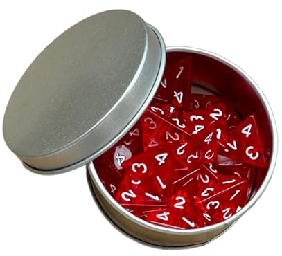 rockible Set di Dadi Poliedrici Acrilici da 25 Pezzi a 4 Facce Dadi da Gioco di Ruolo D4 16mm, Rosso