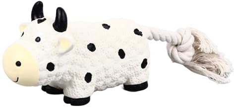 Quietschendes Latex-Hundespielzeug, Interaktives Welpen-Kauspielzeug für Kleine und Mittelgroße Hunde, Sicheres Material, Leicht zu Reinigen für das Spielen Im Innenbereich (Kuh)