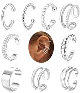 ORAZIO 8/9 Stück Ear Cuff Gold Silber Damen Ohrklemme Fake Helix Ohrringe Ohrmanschette Earcuff 14K Gold Vergoldet Fake Helix Piercings Ohrringe Ohrclips Damen Ohne Ohrlöcher