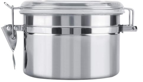 Contenitore Ermetico in Acciaio Inox per Alimenti，Capacità 800ml，per Caffè，Zucchero，Tè e Legumi，Design Moderno con Chiusura a Bordo Piatto，Mantiene la Freschezza e l‘Aroma