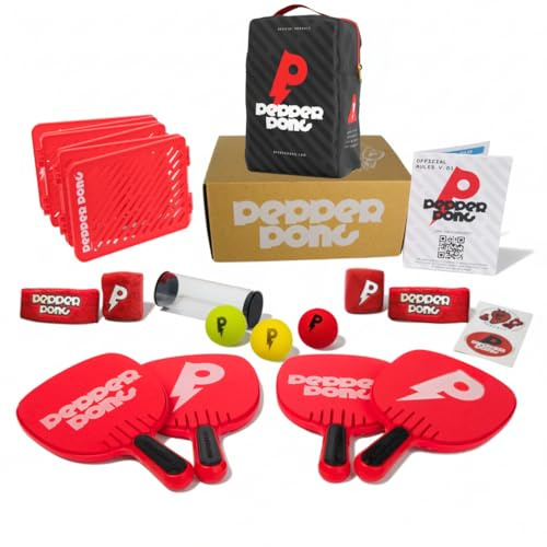 Pepper Pong Ping Pong, Reinvented | Any Surface, Indoor or Outdoor Portable Paddle Sport| 3-Speed Foam Balls, 4 Premium Paddles, Free-Standing Net, Carry Bag: Whisper Quiet, 60-Sec Setup