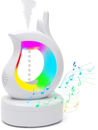 Gohytal Anti-Schwerkraft Luftbefeuchter,2-in-1 Humidifier Aroma Diffuser mit Bluetooth & 7 Farben LED Nachtlicht Lautsprecher Automatische Abschaltung für Growbox Schlafzimmer Wohnzimmer Kinderzimmer