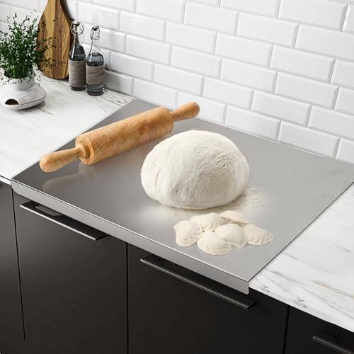 BHHTBB Schneidebrett Edelstahl 30 x 40 cm Stainless Steel Cutting Board, Edelstahl Arbeitsplatte, Schneidebretter Metal mit Anschlagkante zum Kneten, für Küche, Bar, Restaurants (Dünn)