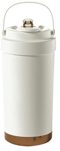 ccuzs Ceramic Coffee Tumbler, bouteille d'eau de fuite, tasse avec lid, poignée ergonomique de 500 ml, capacité multi-usages, portable pour camping, voyage, extérieur, 7,5 x 7,5 x 19 cm blanc