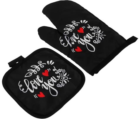 POPETPOP 2pcs Cute Non Slip Kitchen Oven Mitts Reusable Baking Gloves for Cooking Microwave and Grilling Comfortable Fit Easy to Clean Stylish Design for Everyday Use