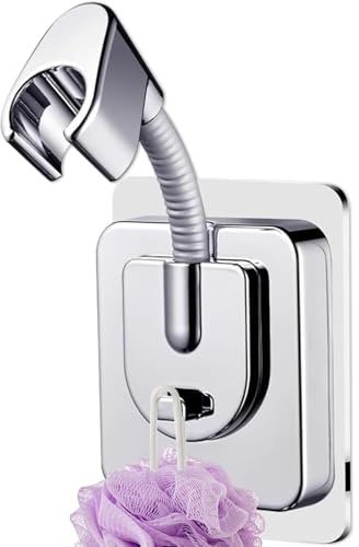 WUBAYI Support de pommeau de douche réglable à 360° sans perçage avec adhésif super puissant pour carrelage/verre, support mural universel (antirouille, étanche)