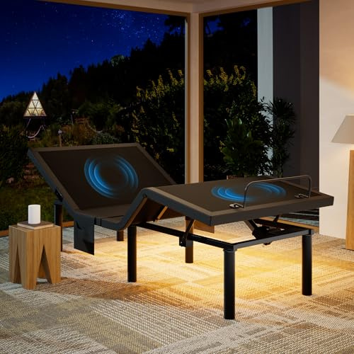 Marsail NS1 Twin XL Adjustable Bed Base with Massage- Smart Dual Motor Bed Frame with Wireless Remote, 3-Min Assembly, Zero Gravity, Under Bed Lighting, 4 USB Ports