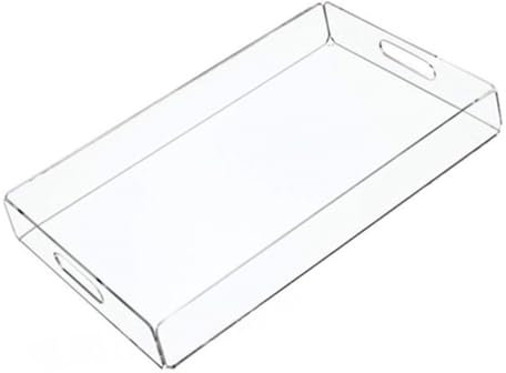 QUXVUIS Plateau de service transparent Assiette à café anti-éclaboussures avec poignée Organisation de la vaisselle de cuisine pour accessoires de comptoir