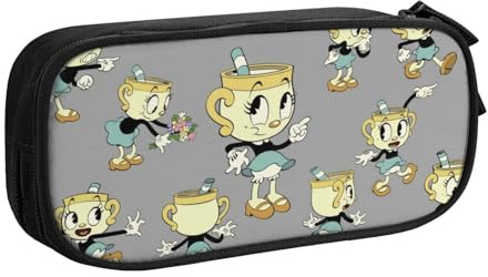 YINGD Cuphead Show Ms. Chalice Pencil Case Large Capacity Double-Layer Pen Bag School Stationery Pouch Organizer Office Supplies Pencase for -IABW1654