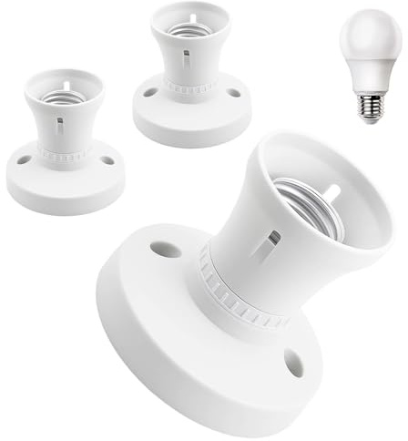 3-Pack White E27 Ceiling Rose, E27 Lamp Holder, Bayonet Light Fitting for Ceiling Pendant Lighting, Straight Socket with Bakelite Housing and Brass Components, 4A 220-250V Electrical Rating