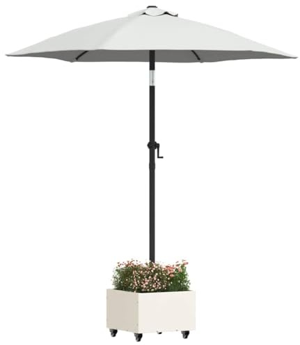 vidaXL Sonnenschirmständer Weiß 45 x 45 x 45 cm Stahl, Verstellbarer Schirmständer, moderner Sonnenschutz, rollbar, Stabiler Stahlfuß, praktisch gestaltet