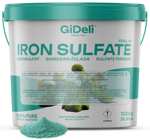 GiDeli Solfato di ferro 1 kg eptahidrato ortensia fertilizzante per il giardino e l'agricoltura FeSO4