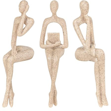 Figuras Decorativas de Resina 3 Piezas, Estatua Pensador Abstracto Moderno | Escultura Minimalista para Salon, Escritorio y Estantería, Adornos para Hogar y Oficina, Regalo Arte