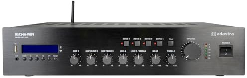 Adastra | RM-Series 100V Mixer-Amplifier 240W with WiFi & Bluetooth | 5-Channel Rack Mountable Audio System for Commercial Sound, Streaming & Multi-Zone Control