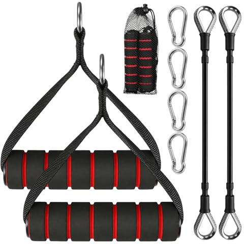 Corde Triceps Fitness Kit de Poignées Sangle de Tirage Musculation pour Bande de Résistance Sangle Poignet Musculation Grip Accessoire Adaptée aux Tractions Vers le Bas Tractions Faciales