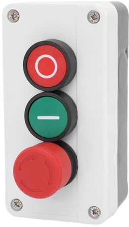 Spacnana Interruttore di Avvio/Arresto Momentaneo, Pulsante di Arresto di Emergenza con Testa a Fungo Rossa 1NC 1NO, Custodia in ABS IP65, per Contattori di Avviamento Elettromagnetici