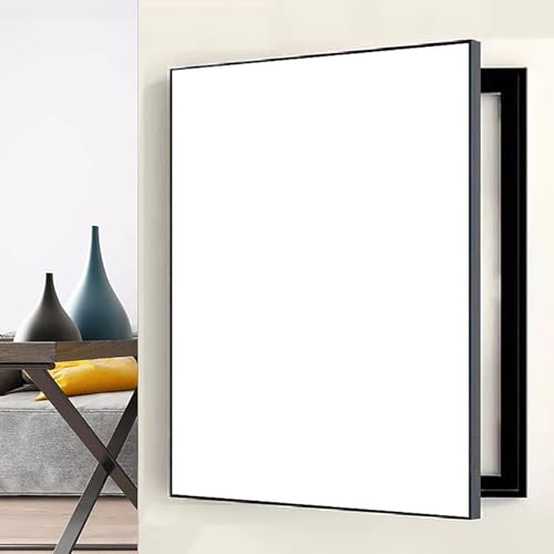 Cache Compteur Electrique Panneau de Couverture de Boîte de Disjoncteur de Couleur Unie, Tableau Électrique Décoratif à Cadre Noir, pour Salon et Chambre(White,40 * 50cm/15.7 * 19.7in)